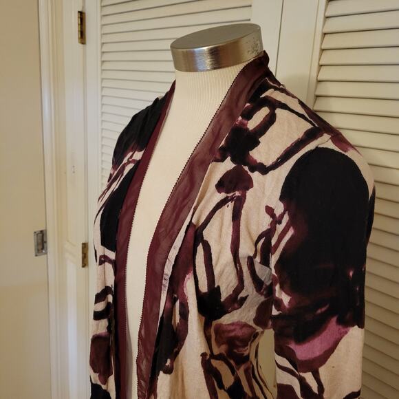 Simply Vera Wang Medium Floral Print Chiffon Trim Cardigan Waist Tie - Picture 3 of 9